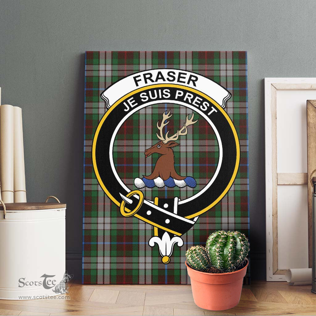 ScotsTee Shop Scottish Fraser Hunting Dress Clan Crest Tartan Framed Canvas Print Wall Art
