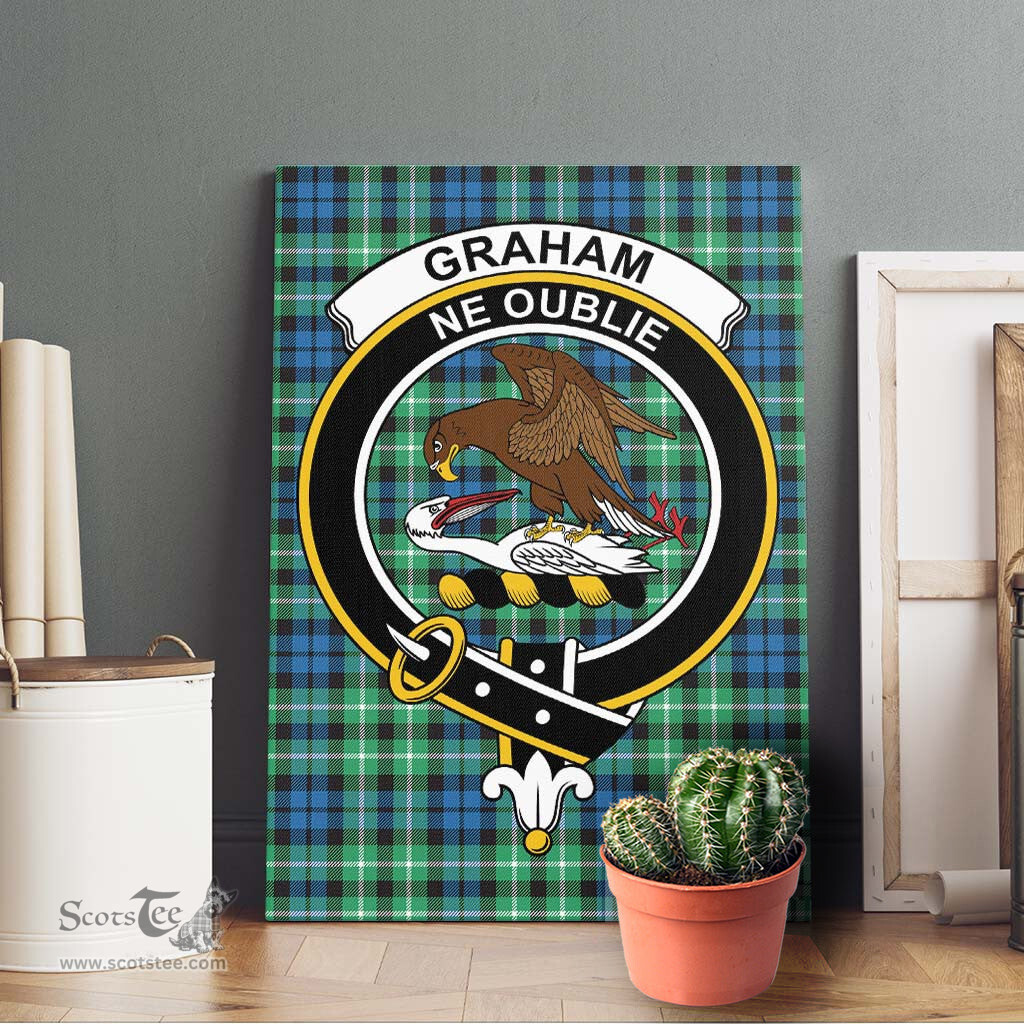 ScotsTee Shop Scottish Graham of Montrose Ancient Clan Crest Tartan Framed Canvas Print Wall Art