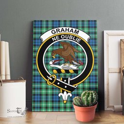 ScotsTee Shop Scottish Graham of Montrose Ancient Clan Crest Tartan Framed Canvas Print Wall Art