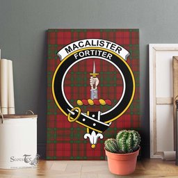 ScotsTee Shop Scottish MacAlister of Glenbarr Clan Crest Tartan Framed Canvas Print Wall Art