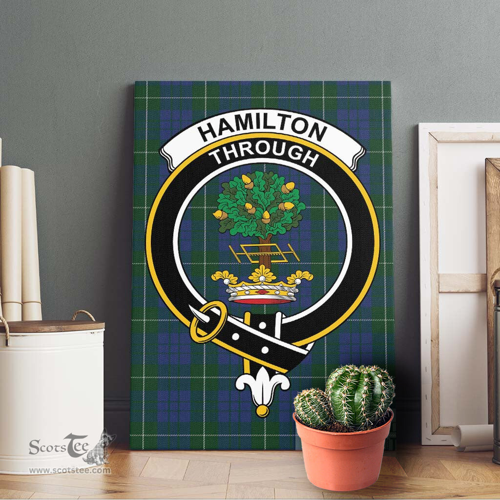 ScotsTee Shop Scottish Hamilton Hunting Clan Crest Tartan Framed Canvas Print Wall Art