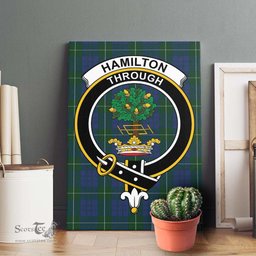 ScotsTee Shop Scottish Hamilton Hunting Clan Crest Tartan Framed Canvas Print Wall Art