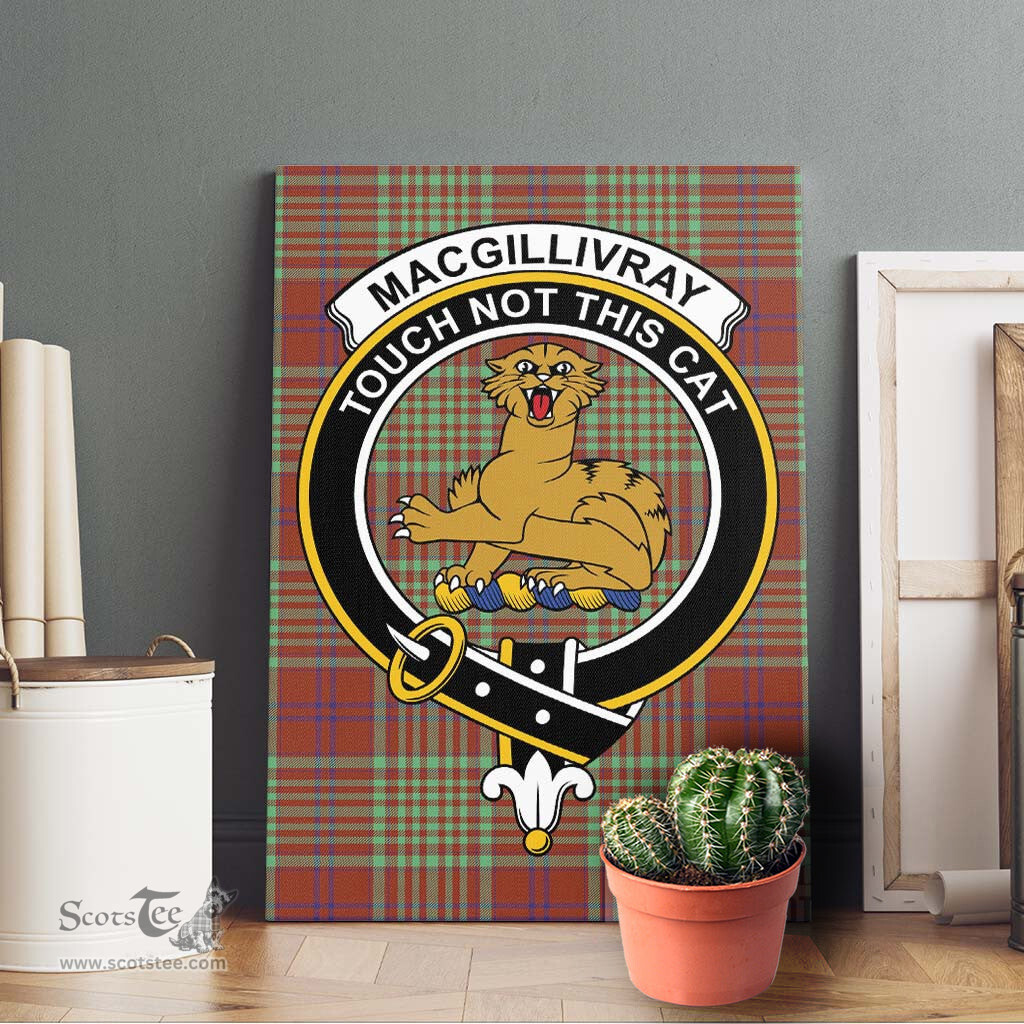 ScotsTee Shop Scottish MacGillivray Hunting Ancient Clan Crest Tartan Framed Canvas Print Wall Art