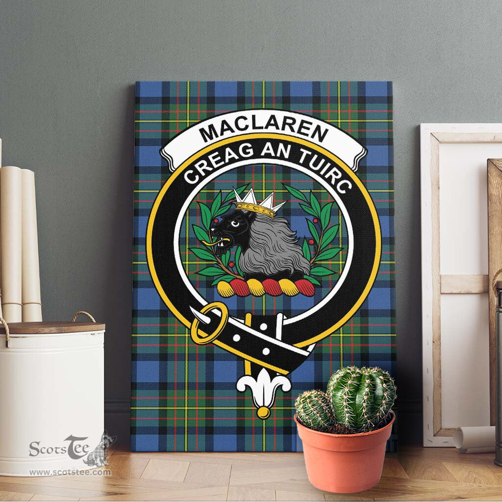 ScotsTee Shop Scottish MacLaren Ancient Clan Crest Tartan Framed Canvas Print Wall Art