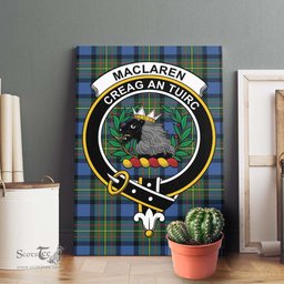 ScotsTee Shop Scottish MacLaren Ancient Clan Crest Tartan Framed Canvas Print Wall Art