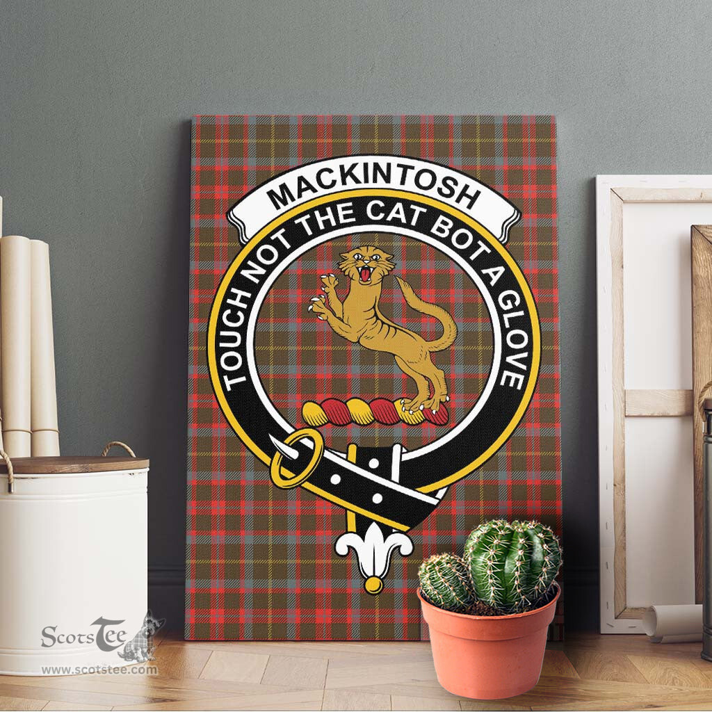 ScotsTee Shop Scottish MacKintosh Hunting Weathered Clan Crest Tartan Framed Canvas Print Wall Art