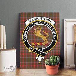 ScotsTee Shop Scottish MacKintosh Hunting Weathered Clan Crest Tartan Framed Canvas Print Wall Art
