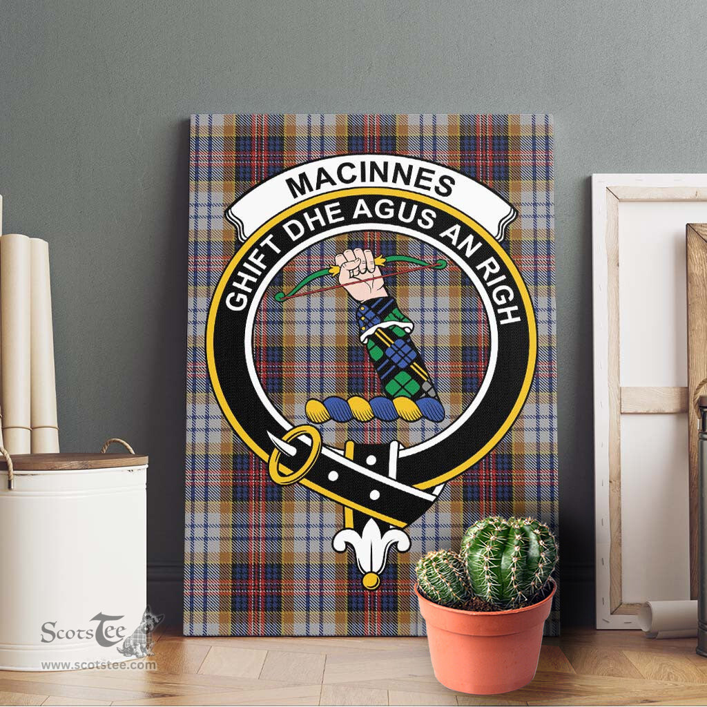 ScotsTee Shop Scottish MacInnes Ancient Hunting Clan Crest Tartan Framed Canvas Print Wall Art