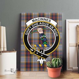 ScotsTee Shop Scottish MacInnes Ancient Hunting Clan Crest Tartan Framed Canvas Print Wall Art