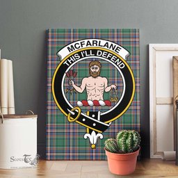 ScotsTee Shop Scottish McFarlane Hunting Ancient Clan Crest Tartan Framed Canvas Print Wall Art