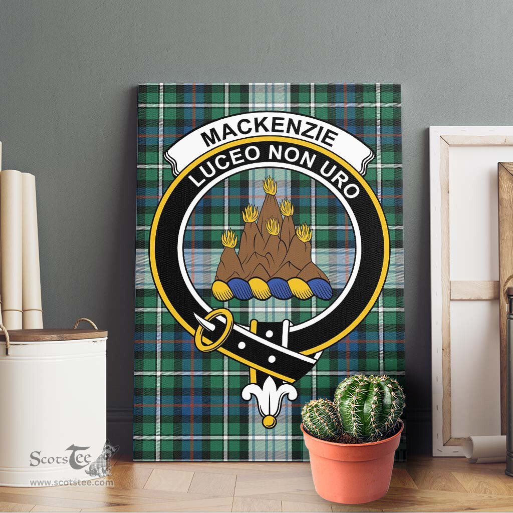 ScotsTee Shop Scottish Mackenzie Dress Ancient Clan Crest Tartan Framed Canvas Print Wall Art