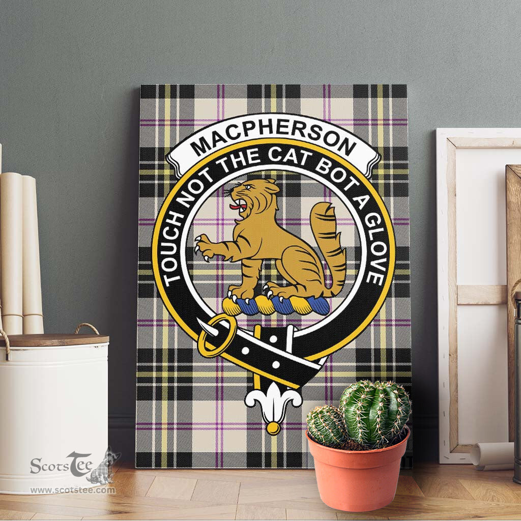 ScotsTee Shop Scottish MacPherson Dress Ancient Clan Crest Tartan Framed Canvas Print Wall Art