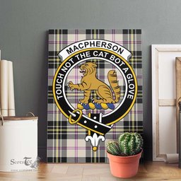 ScotsTee Shop Scottish MacPherson Dress Ancient Clan Crest Tartan Framed Canvas Print Wall Art