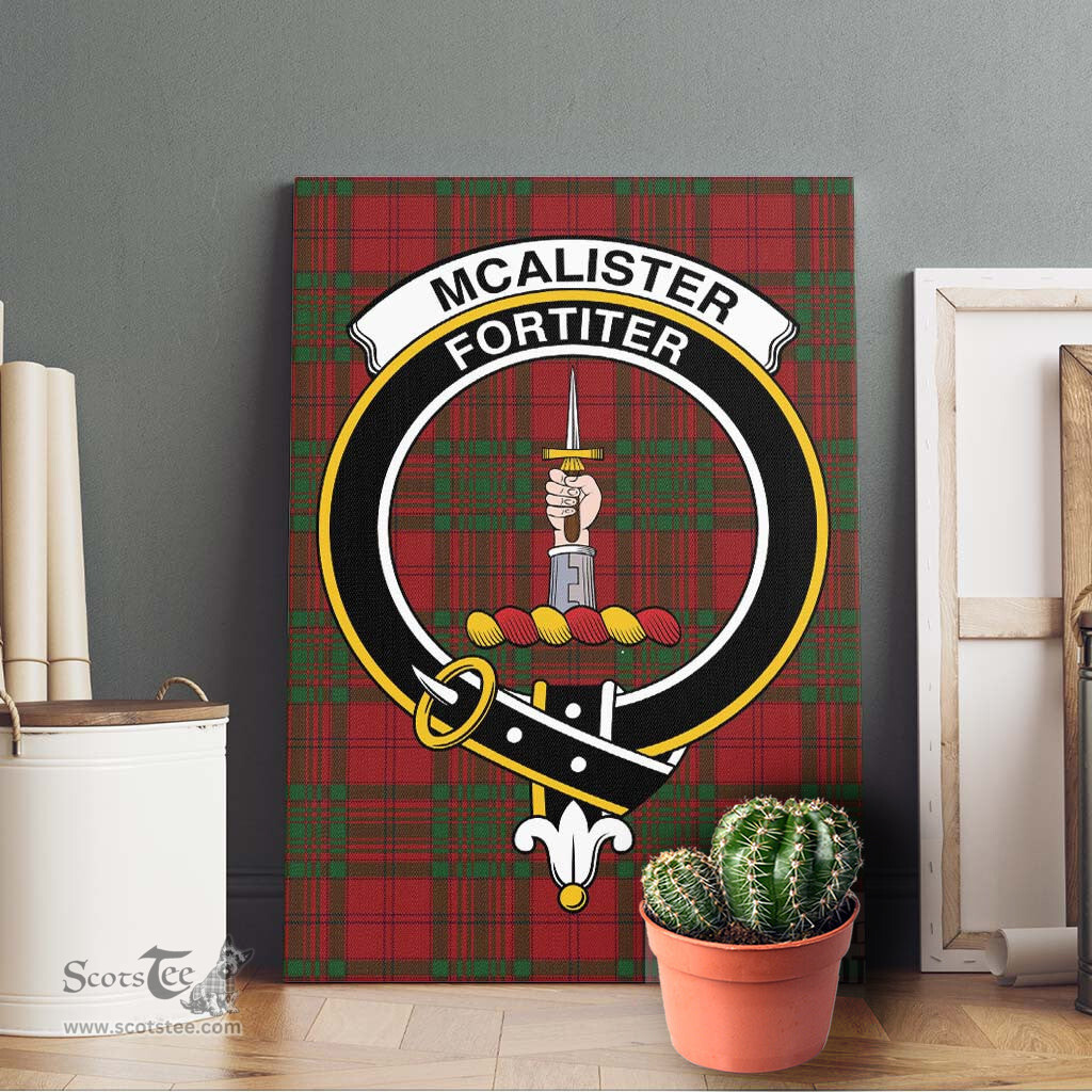 ScotsTee Shop Scottish McAlister of Glenbarr Clan Crest Tartan Framed Canvas Print Wall Art