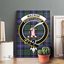 ScotsTee Shop Scottish MacRae Hunting Modern Clan Crest Tartan Framed Canvas Print Wall Art