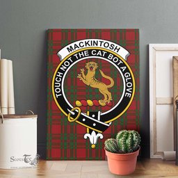 ScotsTee Shop Scottish MacKintosh Red Clan Crest Tartan Framed Canvas Print Wall Art