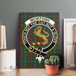 ScotsTee Shop Scottish McIntosh Hunting Clan Crest Tartan Framed Canvas Print Wall Art