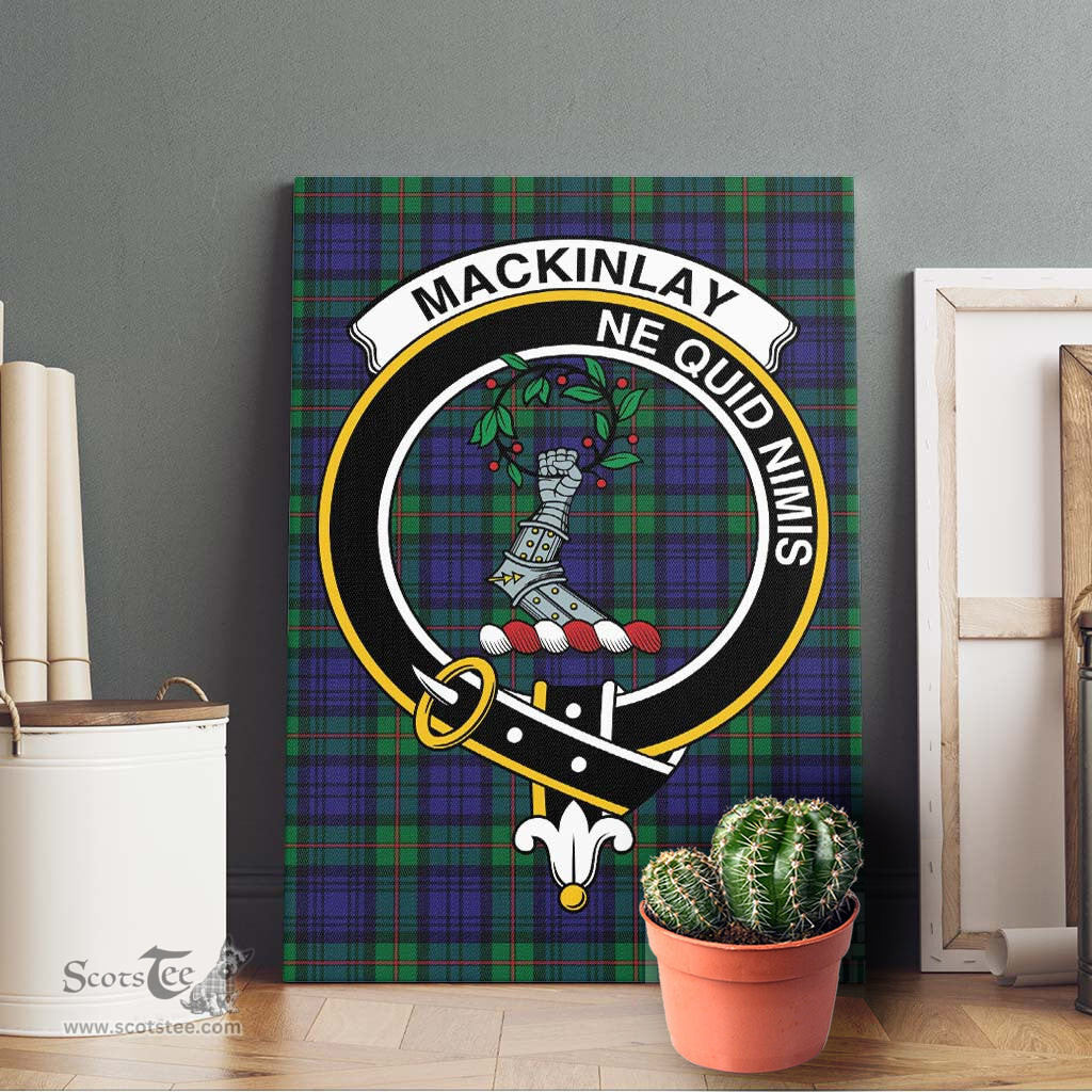 ScotsTee Shop Scottish MacKinlay Modern Clan Crest Tartan Framed Canvas Print Wall Art