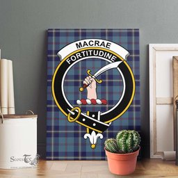 ScotsTee Shop Scottish MacRae of America Clan Crest Tartan Framed Canvas Print Wall Art