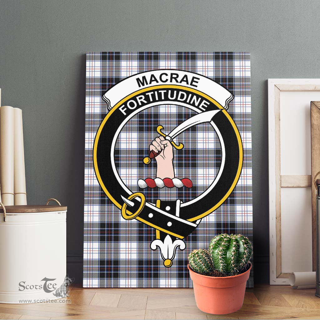 ScotsTee Shop Scottish MacRae Dress Modern Clan Crest Tartan Framed Canvas Print Wall Art