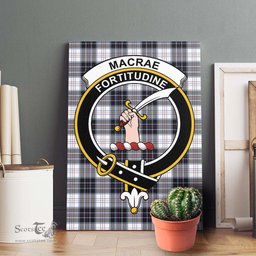ScotsTee Shop Scottish MacRae Dress Modern Clan Crest Tartan Framed Canvas Print Wall Art