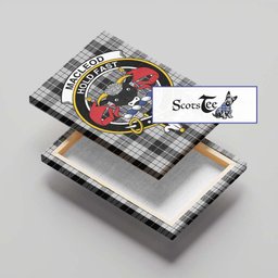 ScotsTee Shop Scottish MacLeod Black and White Clan Crest Tartan Framed Canvas Print Wall Art