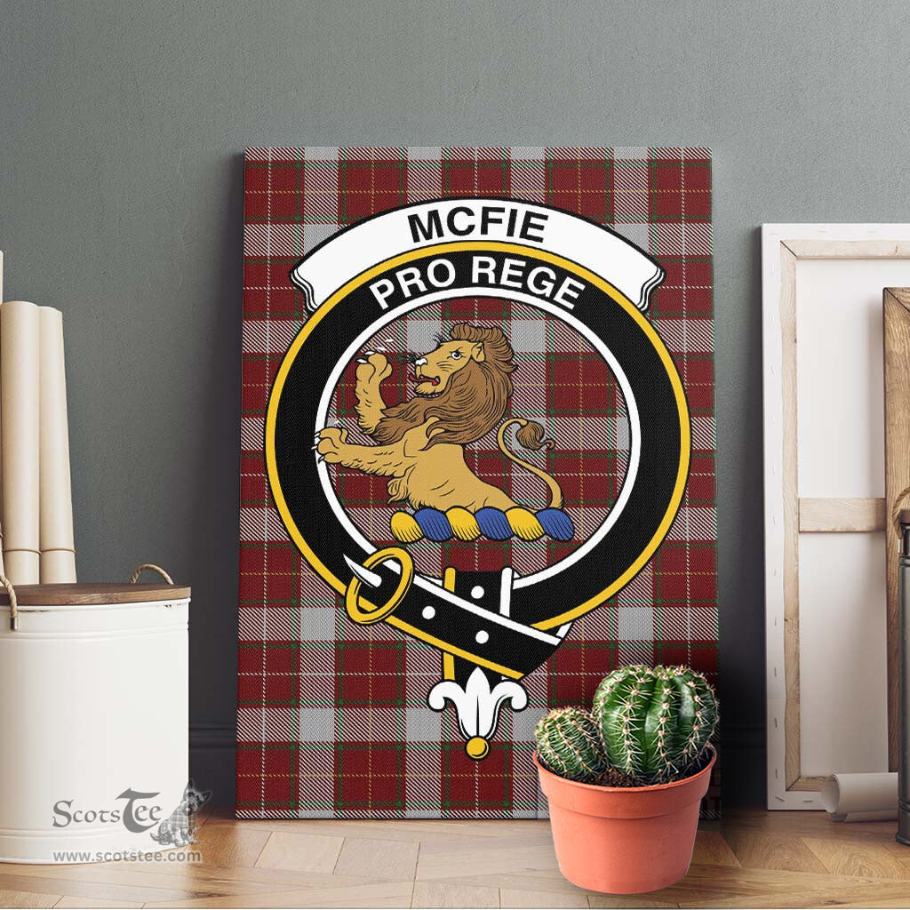 ScotsTee Shop Scottish McFie Dress Clan Crest Tartan Framed Canvas Print Wall Art