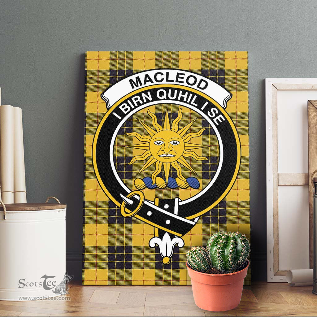 ScotsTee Shop Scottish MacLeod of Lewis Ancient Clan Crest Tartan Framed Canvas Print Wall Art