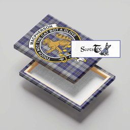 ScotsTee Shop Scottish MacPherson Dress Blue Clan Crest Tartan Framed Canvas Print Wall Art