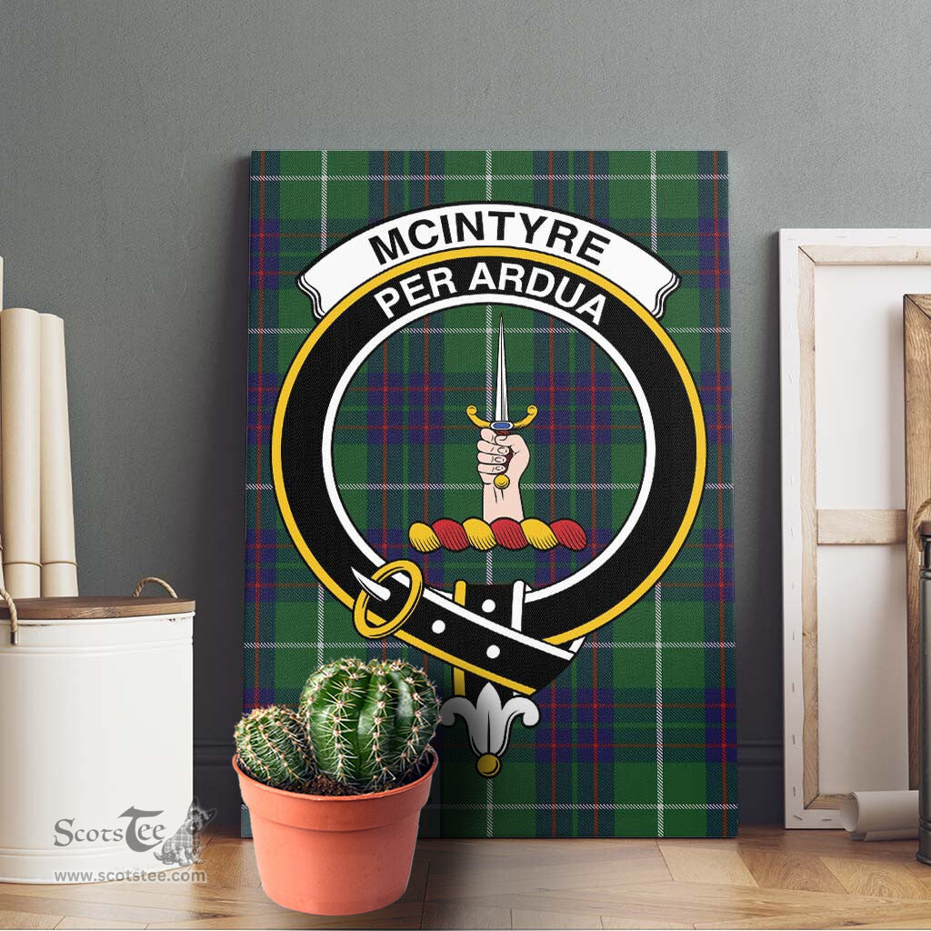 ScotsTee Shop Scottish McIntyre Hunting Clan Crest Tartan Framed Canvas Print Wall Art