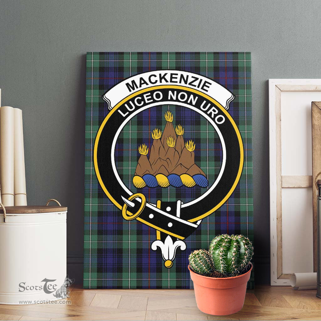 ScotsTee Shop Scottish Mackenzie Hunting Green Clan Crest Tartan Framed Canvas Print Wall Art