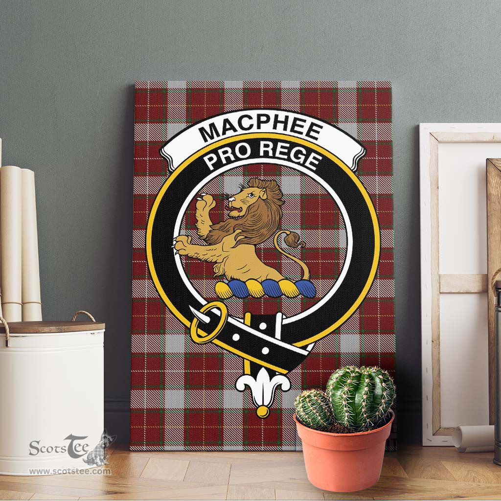 ScotsTee Shop Scottish MacPhee Dress Clan Crest Tartan Framed Canvas Print Wall Art