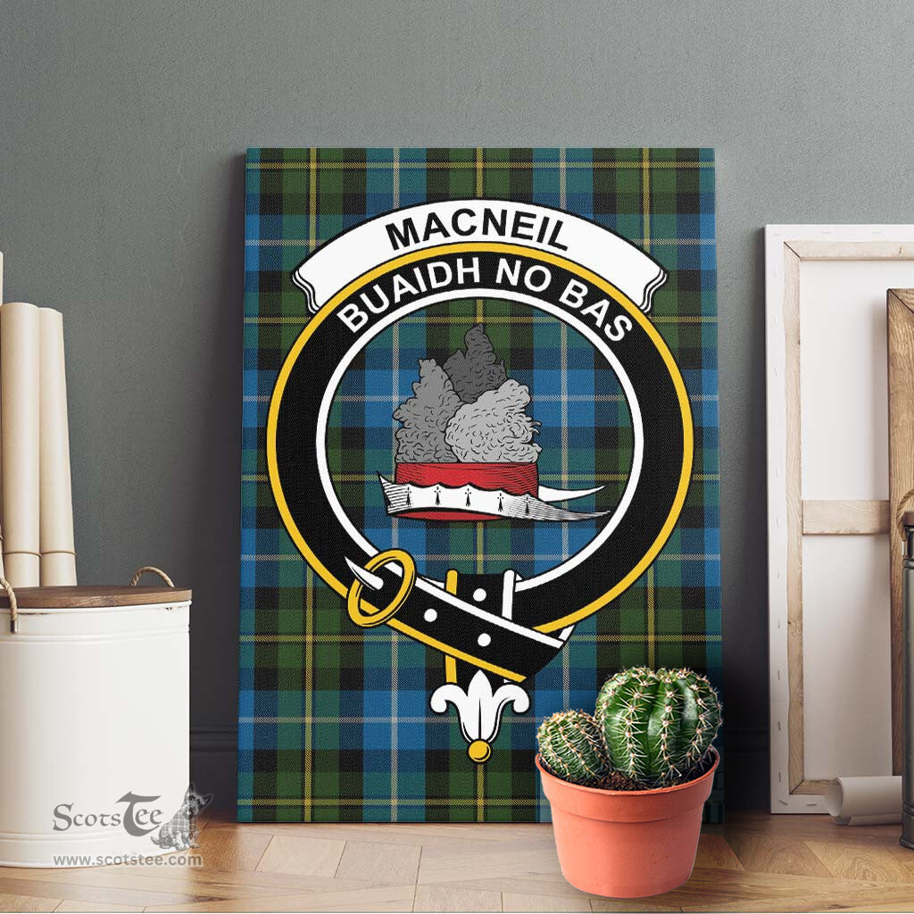 ScotsTee Shop Scottish MacNeil of Barra Clan Crest Tartan Framed Canvas Print Wall Art