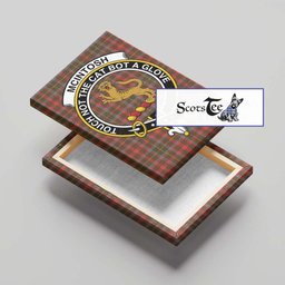 ScotsTee Shop Scottish McIntosh Hunting Weathered Clan Crest Tartan Framed Canvas Print Wall Art