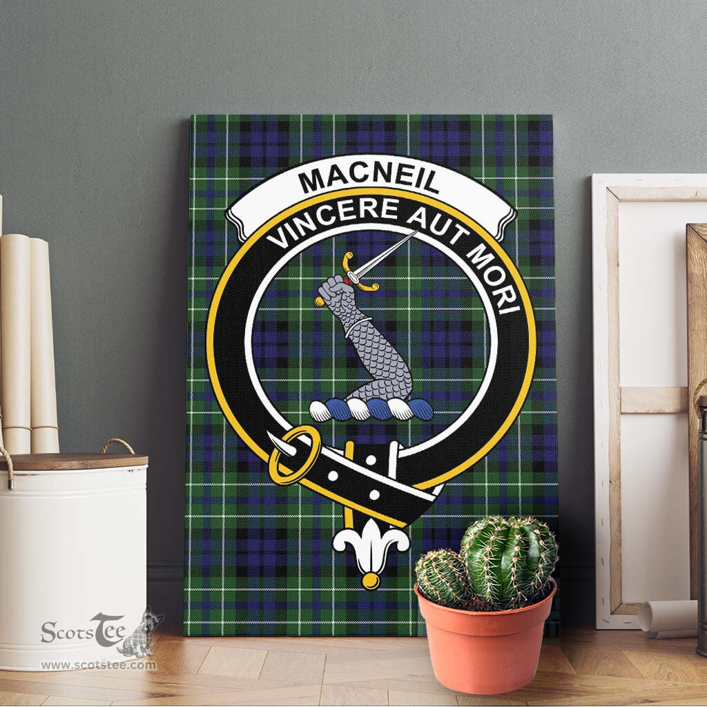 ScotsTee Shop Scottish MacNeil of Colonsay Modern Clan Crest Tartan Framed Canvas Print Wall Art