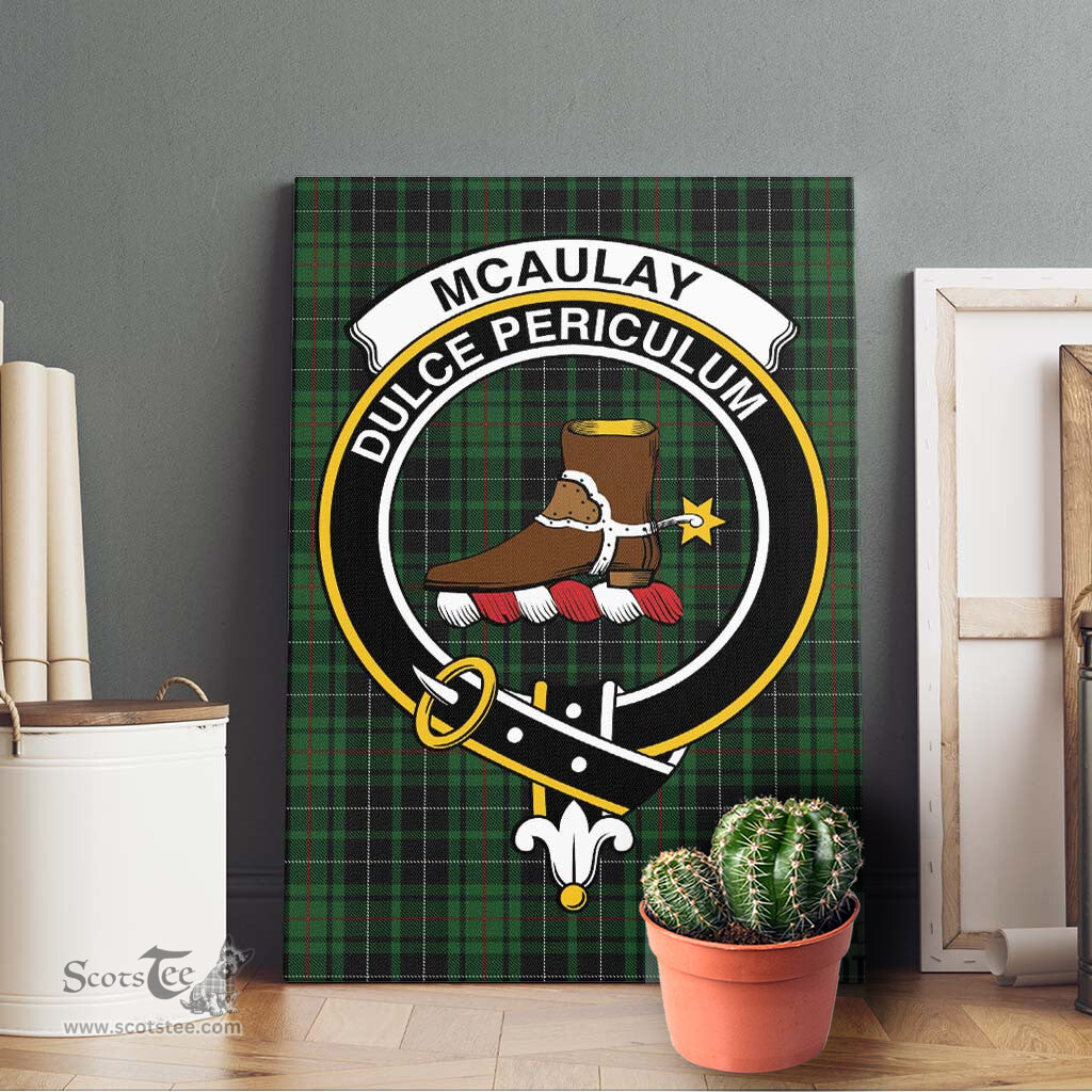 ScotsTee Shop Scottish McAulay Hunting Clan Crest Tartan Framed Canvas Print Wall Art