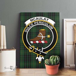 ScotsTee Shop Scottish McAulay Hunting Clan Crest Tartan Framed Canvas Print Wall Art