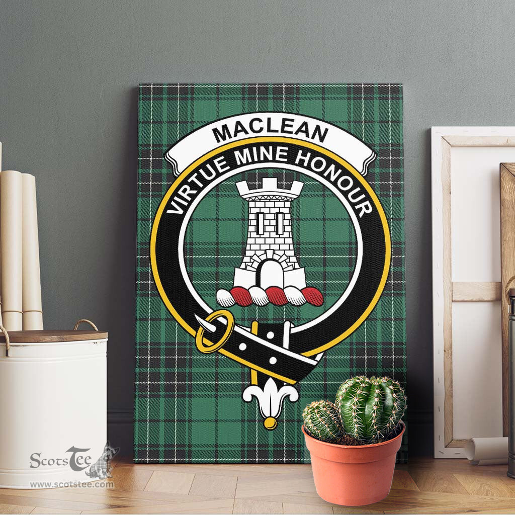 ScotsTee Shop Scottish MacLean Hunting Ancient Clan Crest Tartan Framed Canvas Print Wall Art