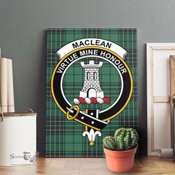 ScotsTee Shop Scottish MacLean Hunting Ancient Clan Crest Tartan Framed Canvas Print Wall Art