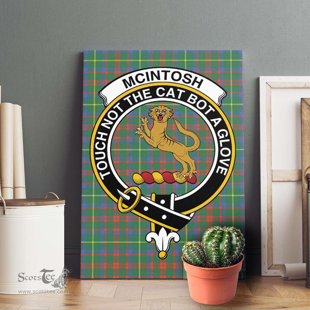 ScotsTee Shop Scottish McIntosh Hunting Ancient Clan Crest Tartan Framed Canvas Print Wall Art