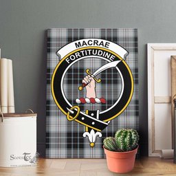 ScotsTee Shop Scottish MacRae Dress Clan Crest Tartan Framed Canvas Print Wall Art