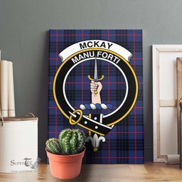 ScotsTee Shop Scottish McKay Blue Modern Clan Crest Tartan Framed Canvas Print Wall Art