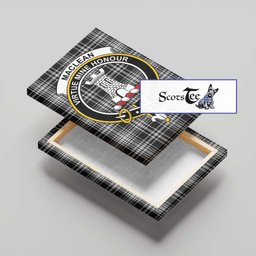 ScotsTee Shop Scottish MacLean Black and White Clan Crest Tartan Framed Canvas Print Wall Art