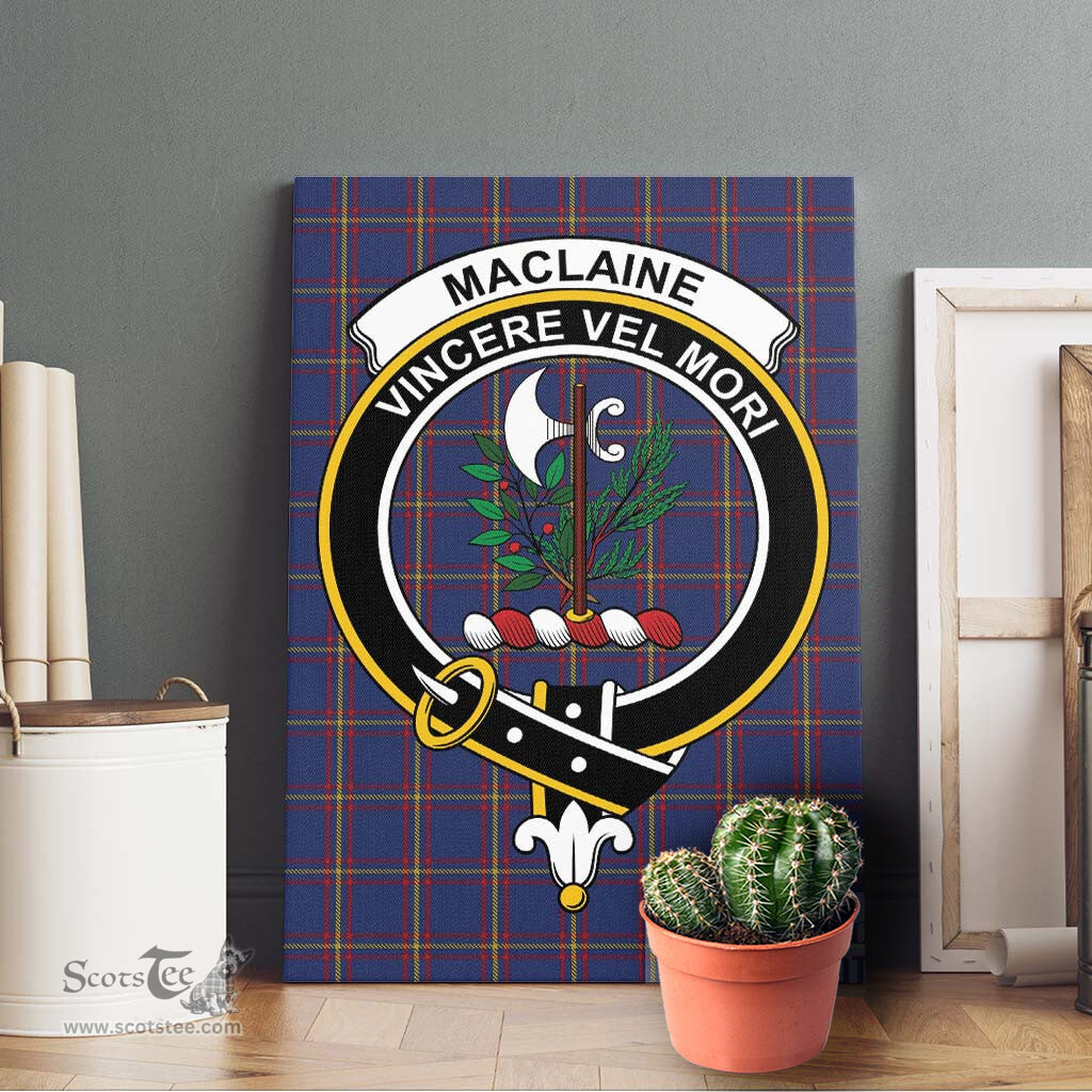 ScotsTee Shop Scottish MacLaine of Lochbuie Clan Crest Tartan Framed Canvas Print Wall Art
