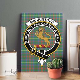 ScotsTee Shop Scottish MacKintosh Hunting Ancient Clan Crest Tartan Framed Canvas Print Wall Art
