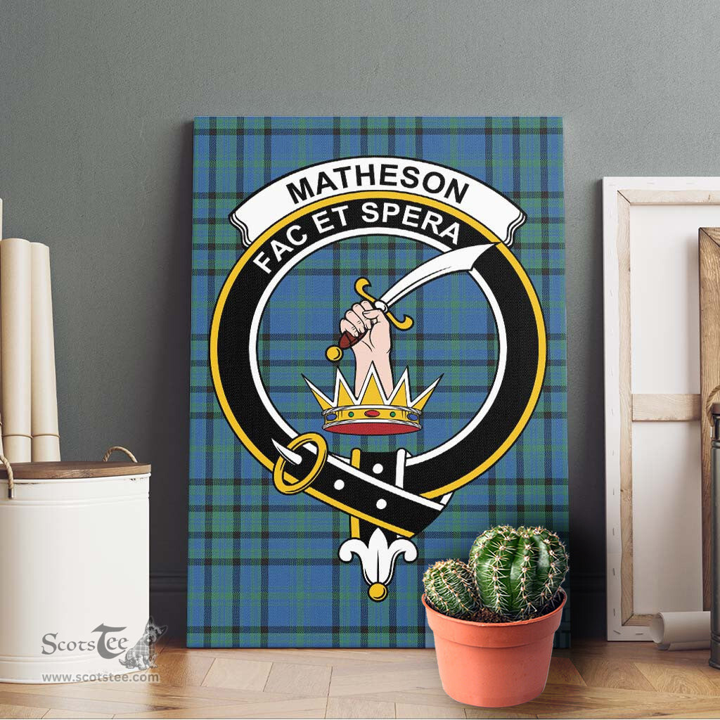 ScotsTee Shop Scottish Matheson Hunting Ancient Clan Crest Tartan Framed Canvas Print Wall Art