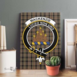 ScotsTee Shop Scottish Mackenzie Hunting Clan Crest Tartan Framed Canvas Print Wall Art