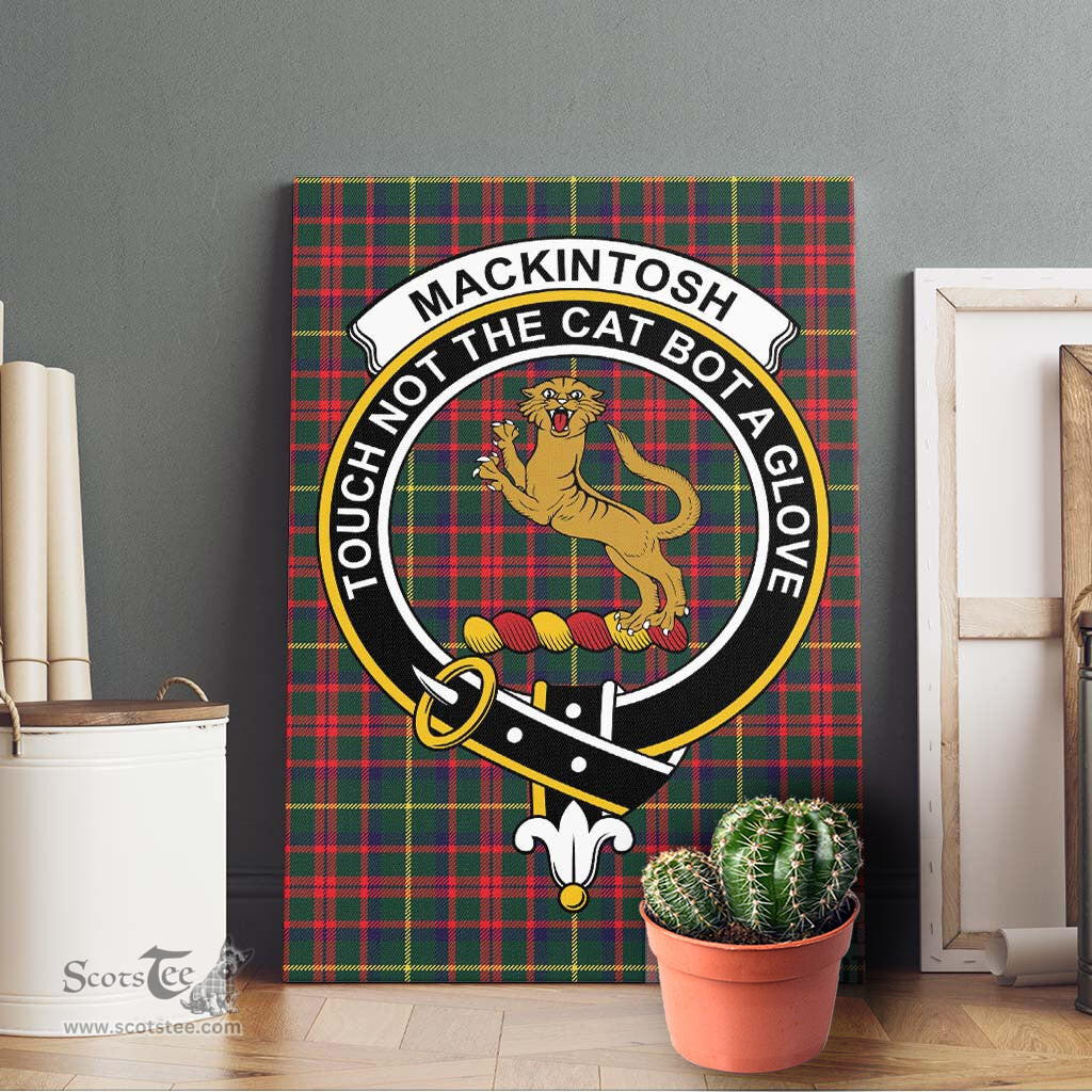 ScotsTee Shop Scottish MacKintosh Hunting Modern Clan Crest Tartan Framed Canvas Print Wall Art