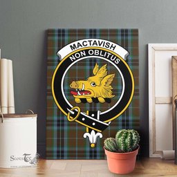 ScotsTee Shop Scottish MacTavish Hunting Clan Crest Tartan Framed Canvas Print Wall Art