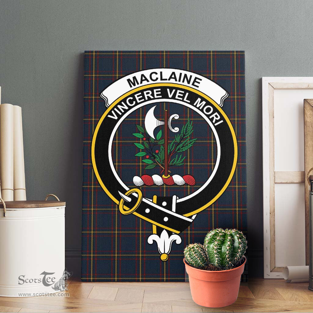 ScotsTee Shop Scottish MacLaine of Lochbuie Hunting Clan Crest Tartan Framed Canvas Print Wall Art